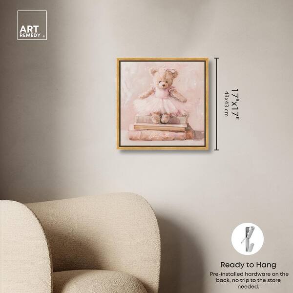 dimension image slide 5 of 24, Ballerina Teddy Books Canvas Kids Art Prints by Art Remedy