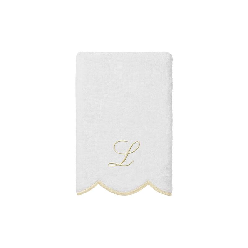 Authentic Hotel and Spa 100% Turkish Cotton Beige ADORNIA Scallop Personalized 3 Piece Towel Set - 3 Piece Set