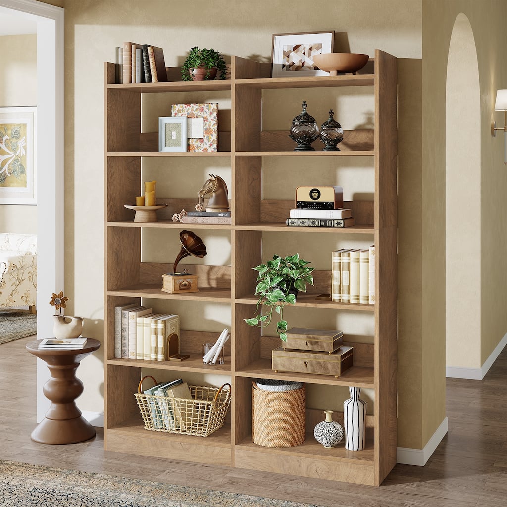 70.87'' Bookshelf & Bookcase, Wooden Open Shelf Display Storage Rack for Bedroom, Living Room, Home Office