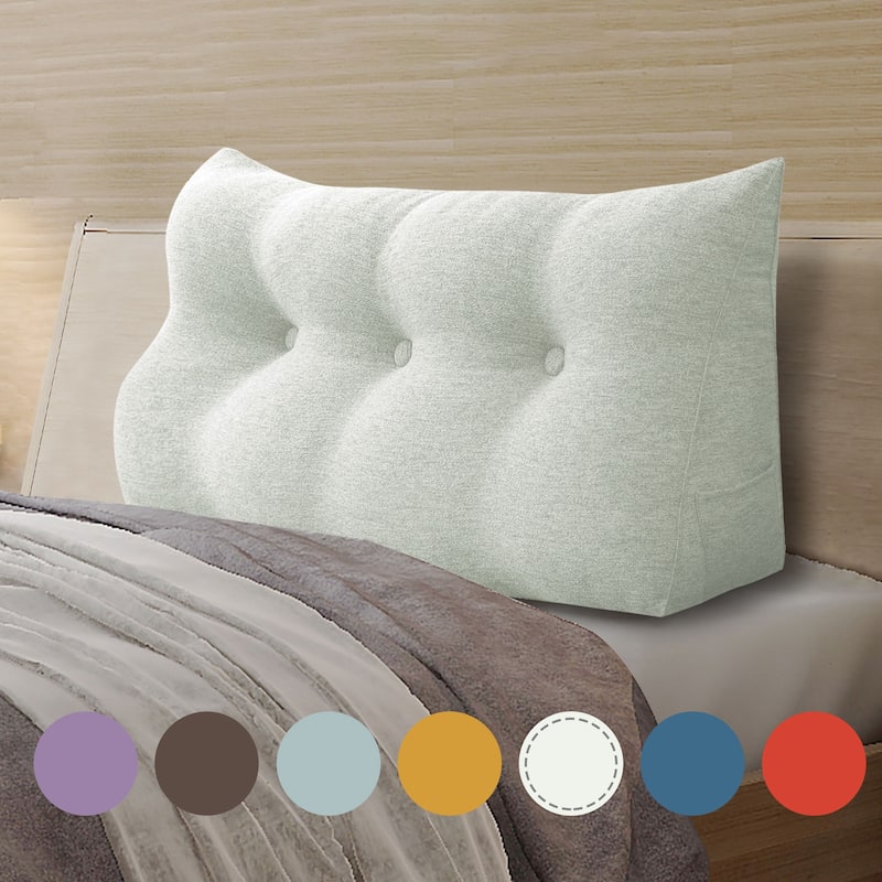 WOWMAX Bed Rest Wedge Reading Pillow Headboard Back Support Cushion - Twin - Ivory