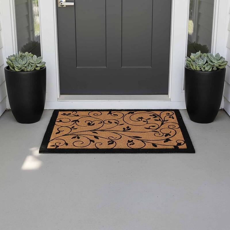 Sheltered Coir Door Mat Leafy Vine Print 30x18 Inch - 30 L X 18 W x 5/8 H