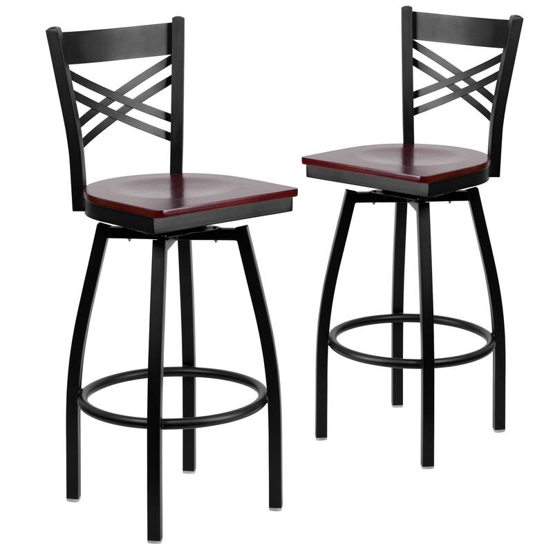 2 Pack ''X'' Back Swivel Metal Barstool - 16.5"W x 20.5"D x 44.5"H - 16.5"W x 20.5"D x 44.5"H