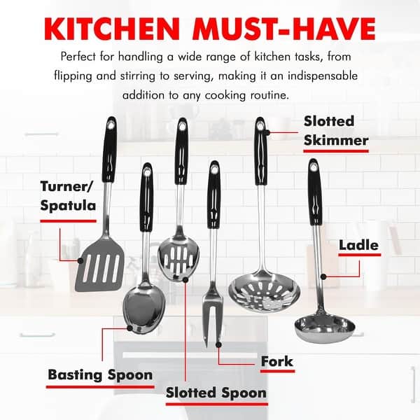 Chef Craft 6 Piece Heavy Duty Stainless Steel Kitchen Tool and Utensil Set