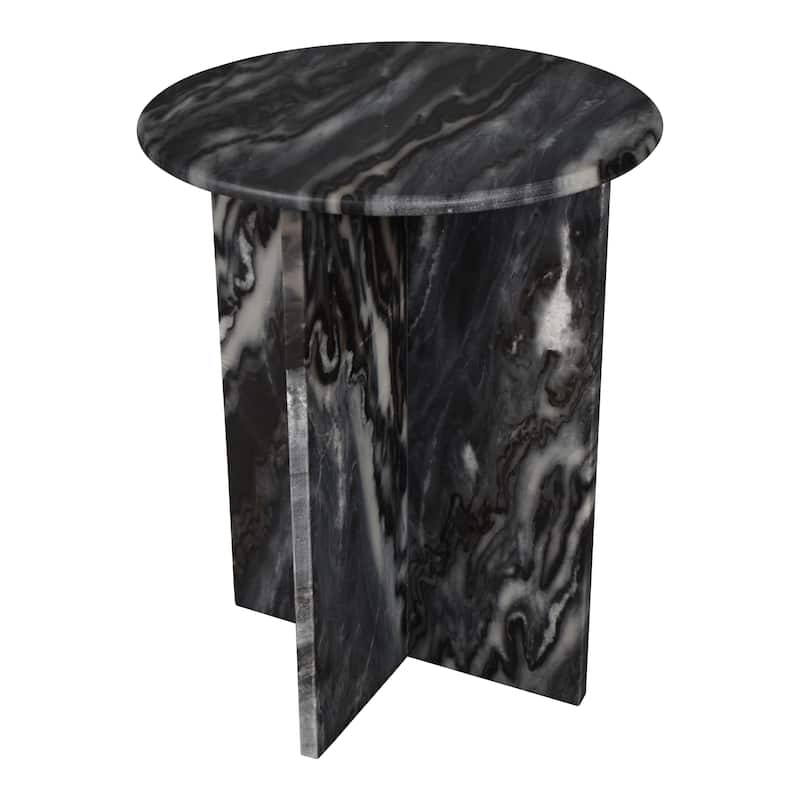 Cecil 17.75" Contemporary Natural Marble Handmade X-Shaped End Table, by JONATHAN Y. - Black/Gray