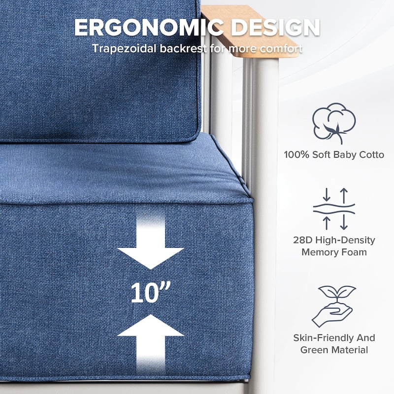 Gymojoy Luxury Patio Chair Set of 2 - 10" Extra Thick Cushions & Industrial Steel Frame - All-Weather Outdoor Furniture