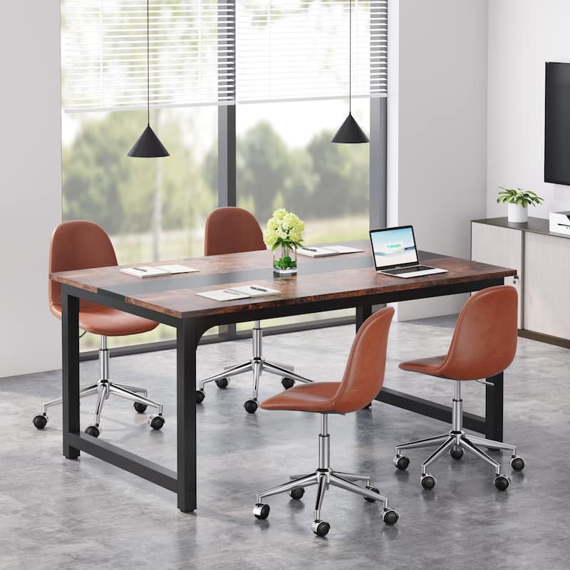 6FT Modern Conference Table for Office, Meeting Table for 4-6 - 63" L x 31.5" W x 29.13" H - Rustic Brown