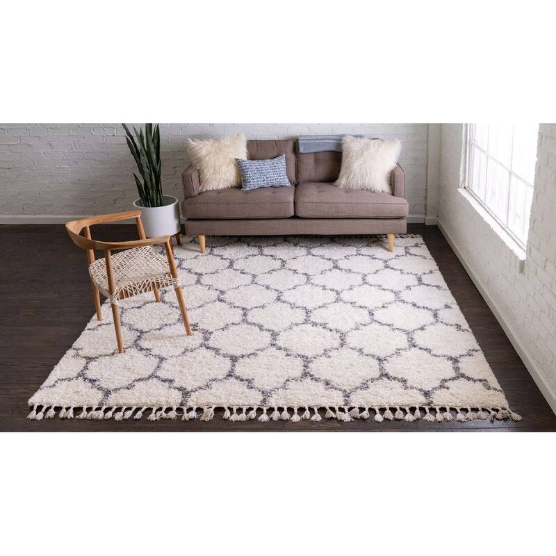 Shag Brico Collection Area Rug - 8' Square - Ivory
