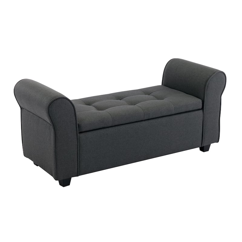 Porthos Home Tufted Fabric Flip Top Storage Bench with Arms