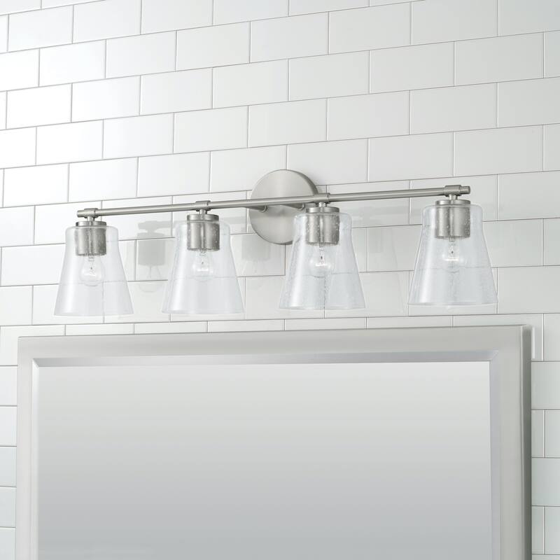 Baker 4-light Bath/ Vanity Fixture w/ Clear Seeded Glass