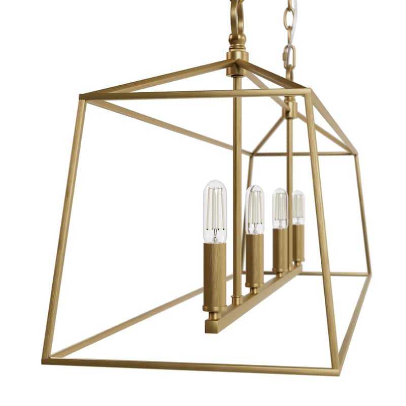Hunter Fair Oaks 4-Light Linear Chandelier - Dining Room, Island - Modern, Transitional, Lantern, Geometric - Designer!