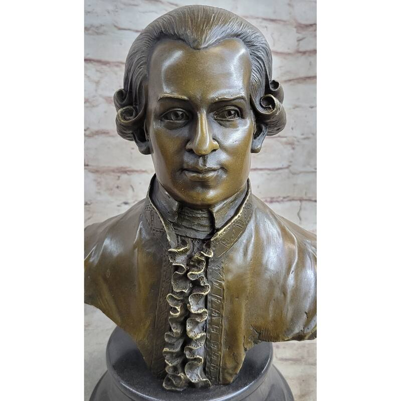 Bronze Sculpture Mozart Head Bust Art Deco Marble Base Figurine Home Decor Sale