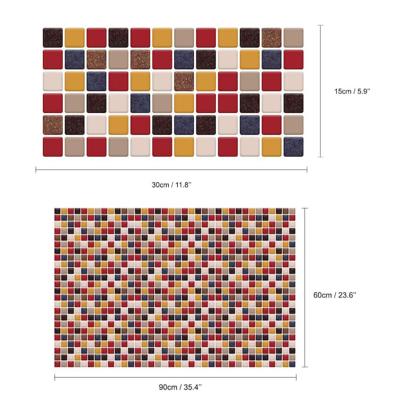 Walplus Small Square Mosaic Tile Sticker Kitchen Peel and Stick Backsplash Bathroom Decor