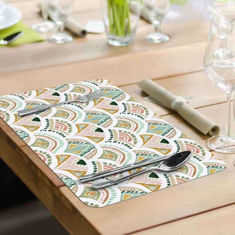 Floral Chic 4 Pack Reversible Easy Care Flexible Plastic Placemats Made in The USA BPA Free Easily Wipes Clean