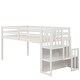 preview thumbnail 10 of 17, Twin Size Loft Bed with 2 Storage Staircase and Guardrails, White
