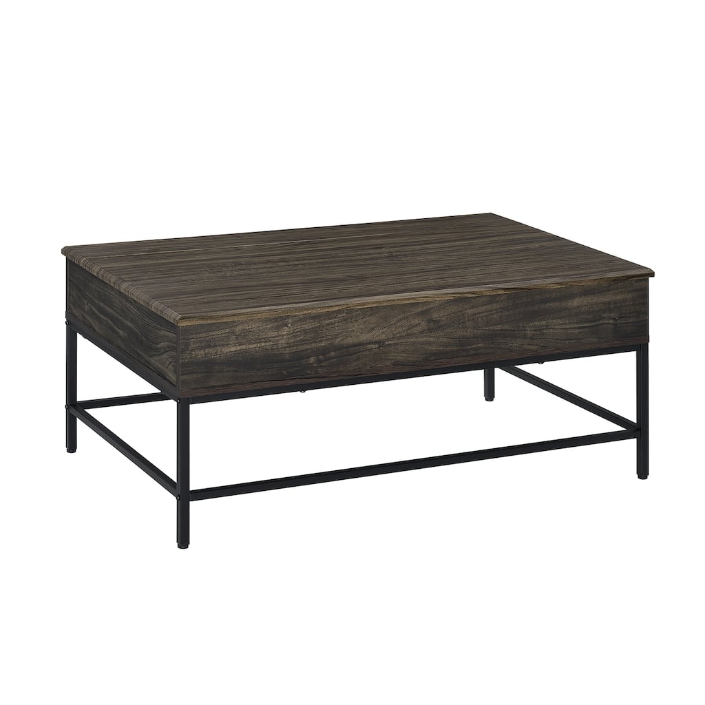 Wood and Metal Coffee Table with Lift Top in Brown