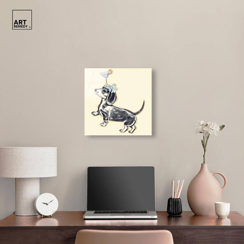 Martini Pup I Acrylic by Art Remedy, Ready to Hang