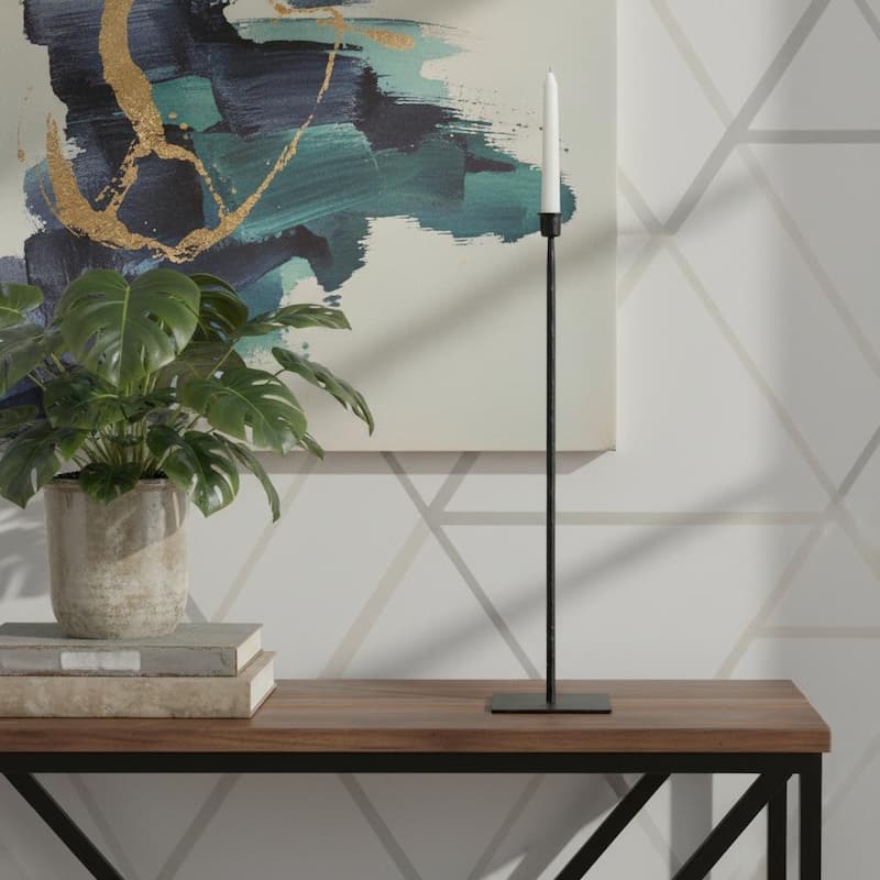 30" Black Abstract Metal Tabletop Taper Candlestick - Black