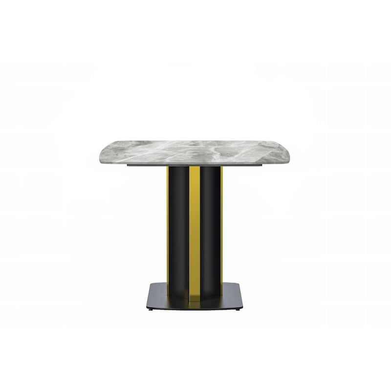 Sylva Dining Table Rectangular Tabletop in Gold Pedestal Base