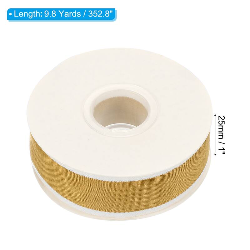 Christmas Striped Ribbon, Candy Ribbon Roll Fabric - Yellow - 9.8 Yards x 1"
