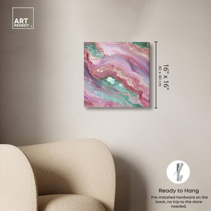 Pink and Mint Crystal II Canvas by Art Remedy, Gallery Wrapped