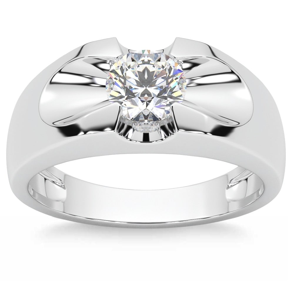 Bliss Diamond Men's 3/4Ct Solitaire Diamond Wedding Anniversary Ring Gold Band Lab Grown