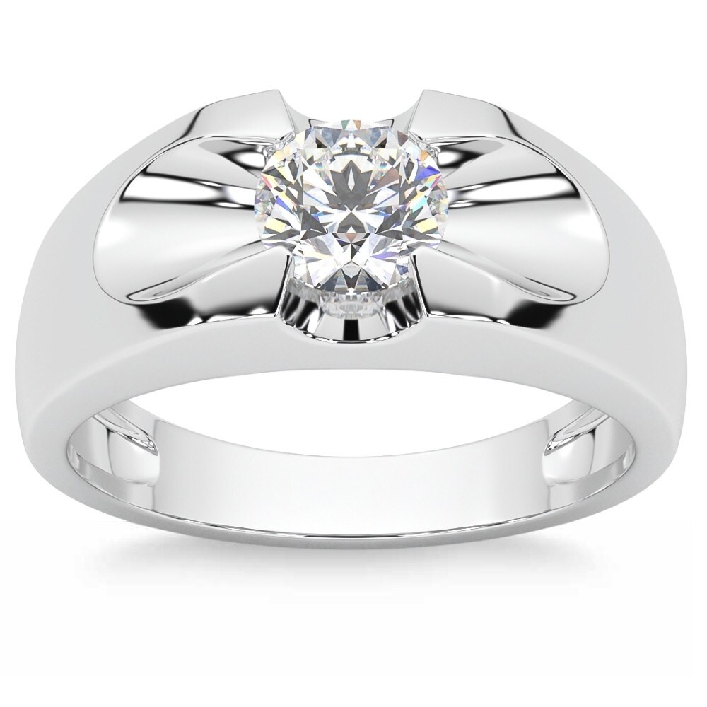 Bliss Diamond Men's 3/4Ct Solitaire Diamond Wedding Anniversary Ring ...