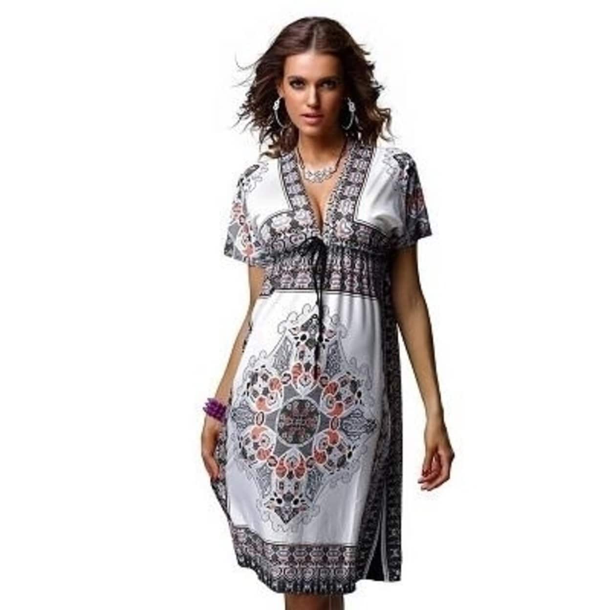 Shop 2018 Boho Style Summer Women Dress Hot Sundresses Deep V