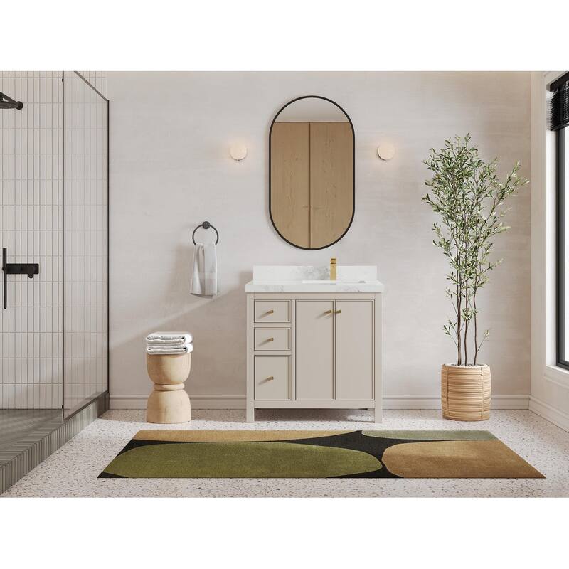 Willow Collections 36 x 22 Charlotte D Right Offset Sink Bathroom Vanity with Countertop