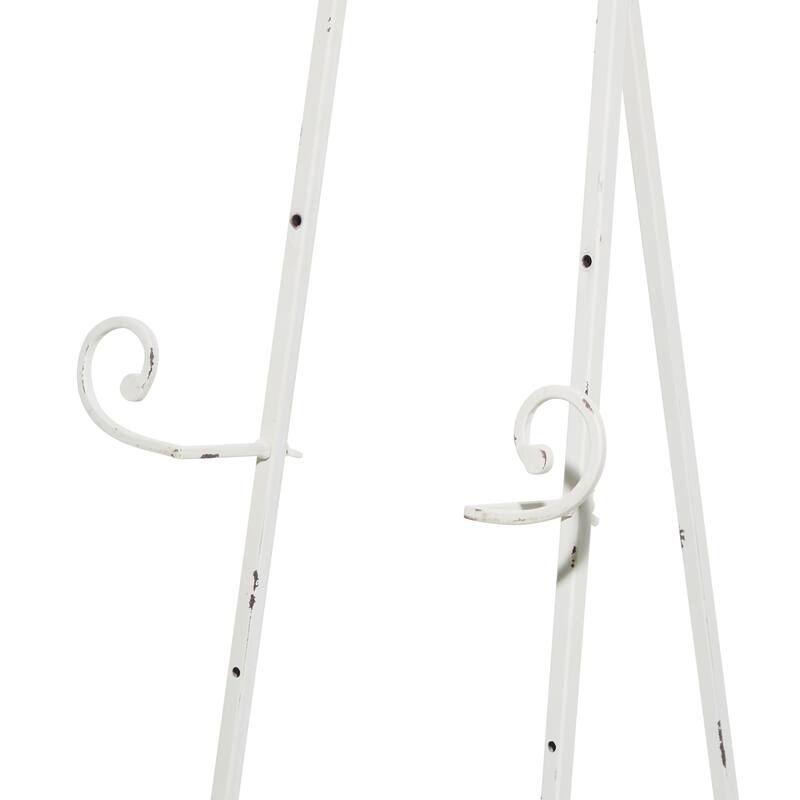 Metal Scroll Large Adjustable 3 Tier Display Easel with Chain Support - White - Roche River Decor