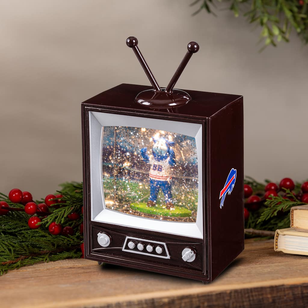 Buffalo Bills 8 in. Vintage TV Light Up Water Lantern Snow Globe with Mascot
