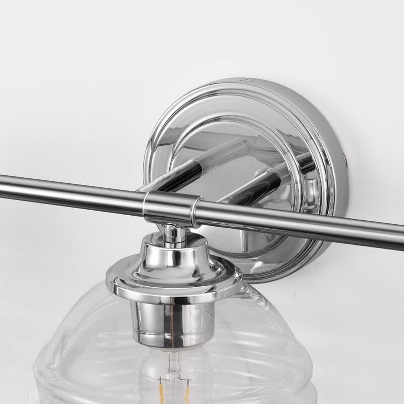 3-Light Brushed Nickel Cylinder Modern Bathroom Vanity Light with Clear Glass Shade,Wall Lamp for Mirror Kitchen Bedroom