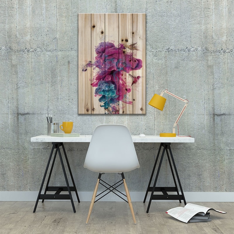 Hummingbirds Ink Print On Wood by Dániel Taylor - Multi-Color