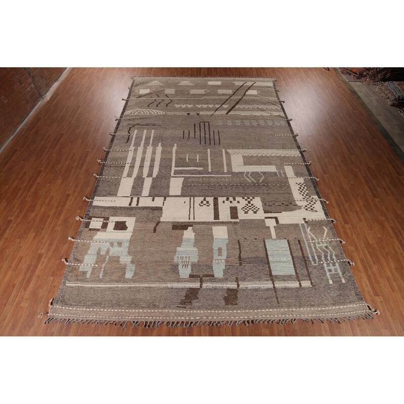 All-Over Abstract Moroccan Palace Size Rug Hand-Knotted Wool Carpet - 11'11"x 18'5"