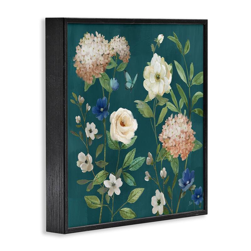 Stupell Bright Garden Blooms on Green Framed Giclee Art Design By Nan