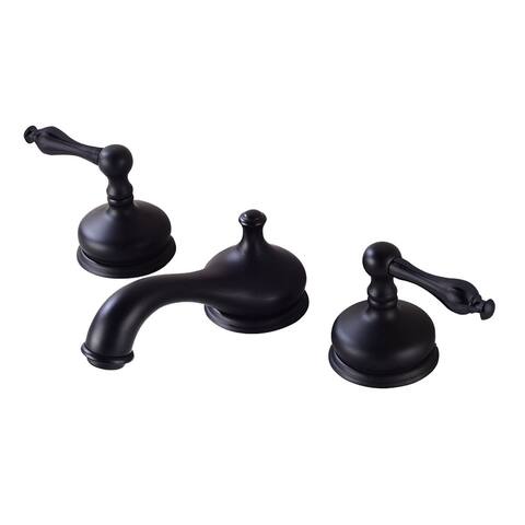 Black Brass Widespread Bathroom Faucet 2 Handle Luxurious Belle Antique Design with Drain Renovators Supply