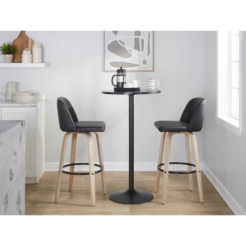The Gray Barn Vallberga 30" Fixed-Height Bar Stool with White Washed Wood Base (Set of 2)