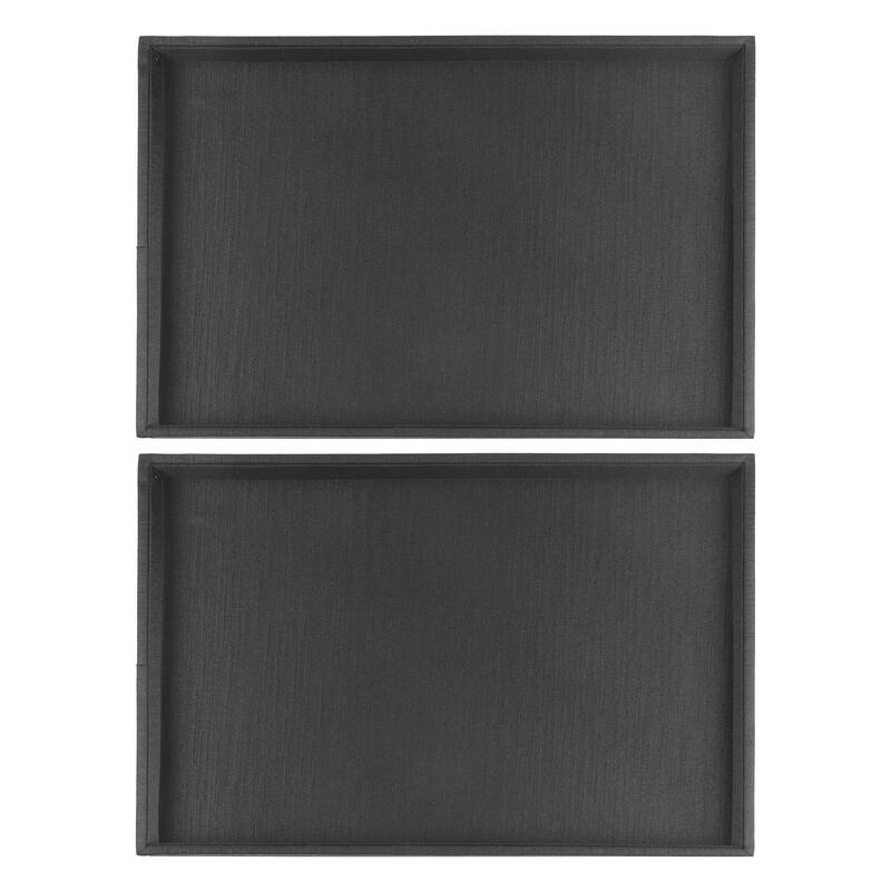 Set of 2 Stackable Fabric Jewelry Organizer Trays with Removable Dividers for Drawers, Jewelry Organizer Inserts Storage - Black - Flat Tray
