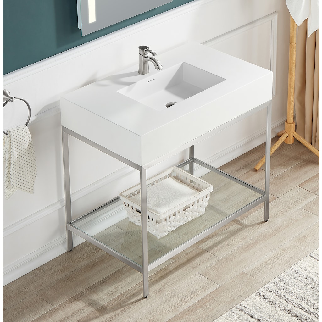 Ventura 36 in. Rust-Resistant Stainless Steel Console Sink Frame in Brushed Nickel with Mounting Hardware