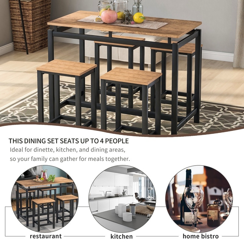5 pieces kitchen countertop height table industrial table 4