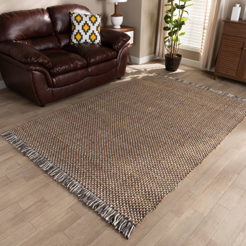 Nurten Modern and Contemporary Handwoven Hemp Blend Area Rug - 5' x 8'/Surplus
