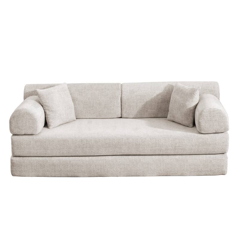 Convertible Sleeper Sofa Bed Corduroy Folding Mattress Couch with Fixed-Shape Frame