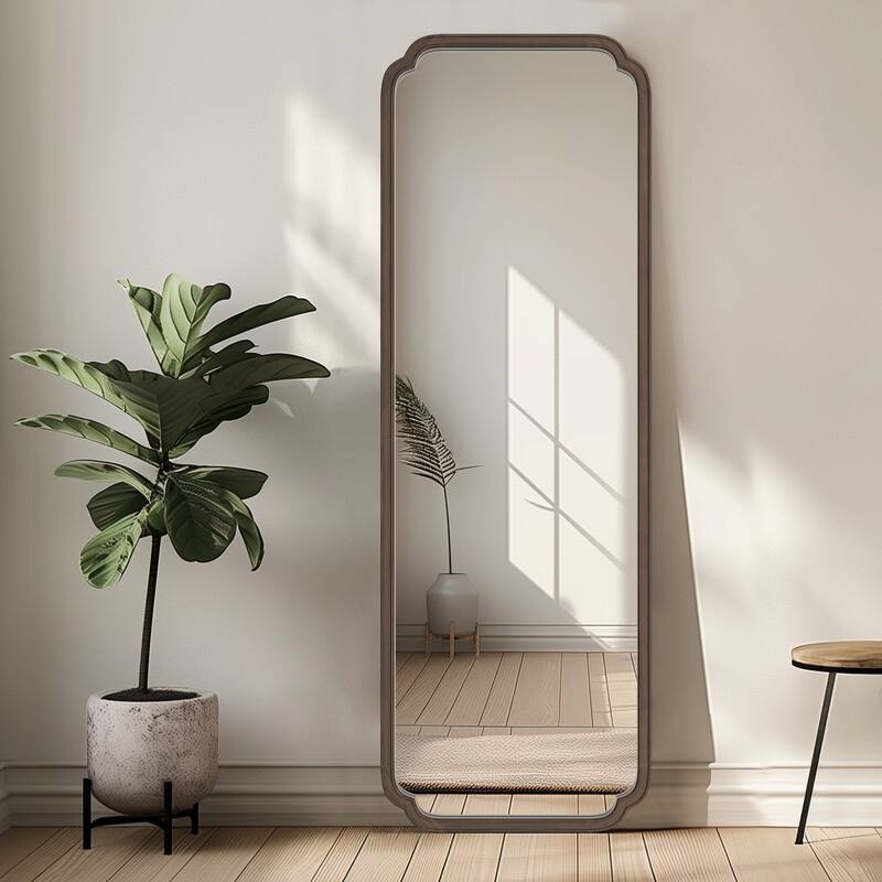 Farmhouse Full-length Mirror with Walnut Frame - 22"x65" - Walnut