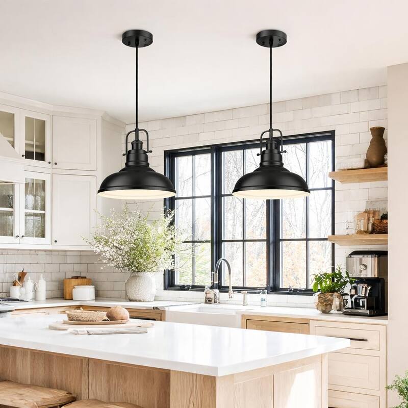 1-Light Industrial Farmhouse Metal Dome Pendant Light, Oil Rubbed Bronze Finish