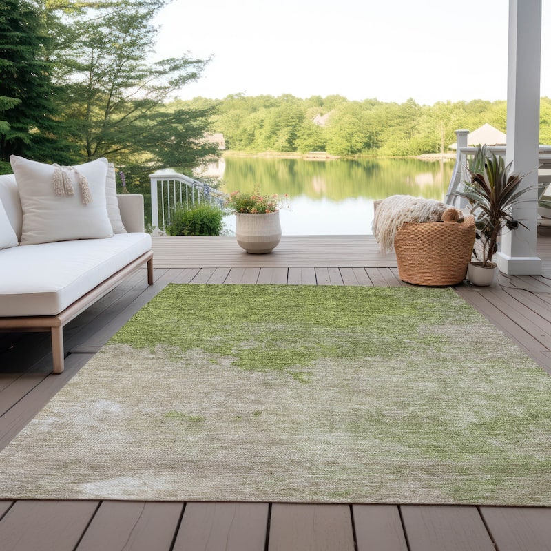 Machine Washable Indoor/ Outdoor Abstract Modern Chantille Rug