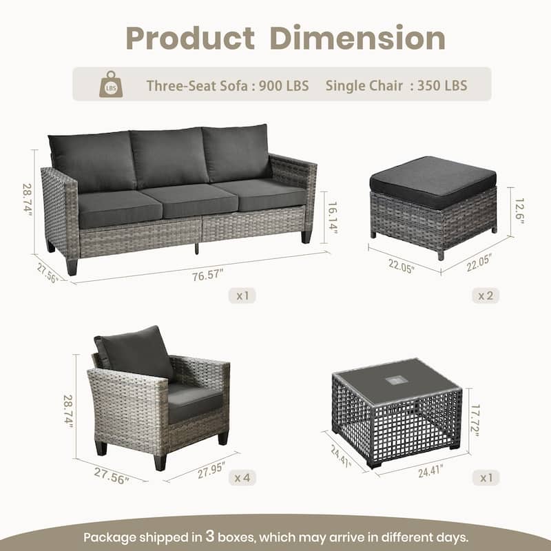 OVIOS 8 Pieces Outdoor Wicker Sectional Set With Solar-Powered CoffeeTable