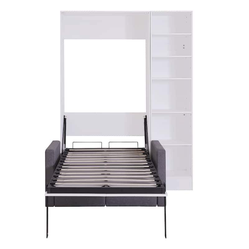 Versatile Murphy Bed with Floor-Level Storage and Shelves