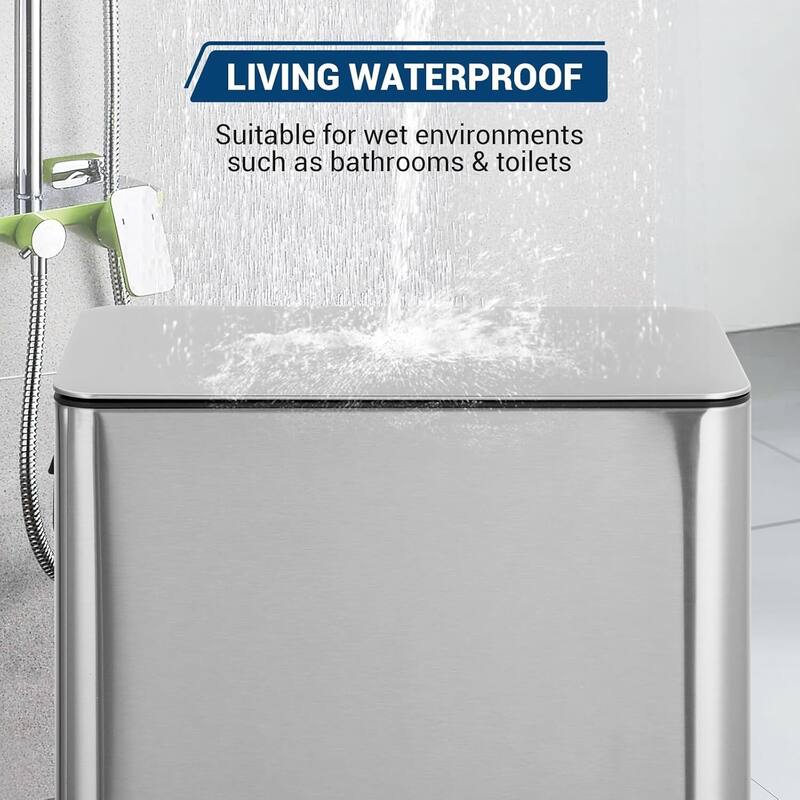 4 Gallon Stainless Steel Slim Trash Can, Garbage Bin for Office, Living Room