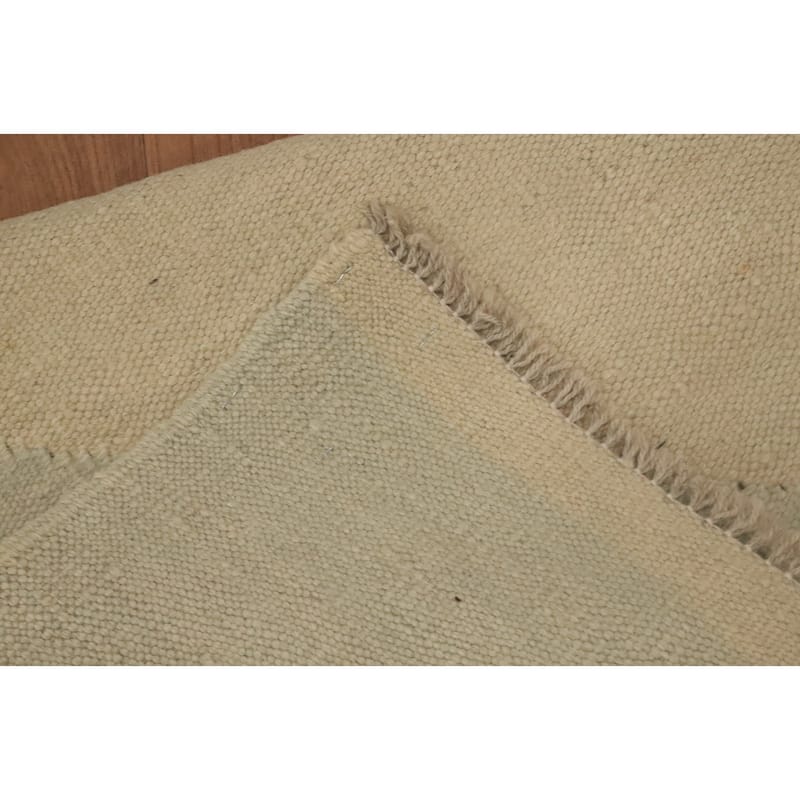 Hand Woven Oriental 100% Wool Carpet Southwestern Modern Beige & Ivories Kilim Runner Rug - 5' 9'' X 2' 2''