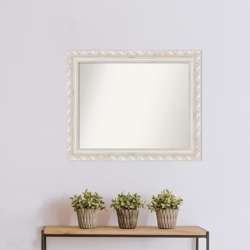 Opera Off White Non-Beveled Wood Framed Wall Mirror - Opera Off White
