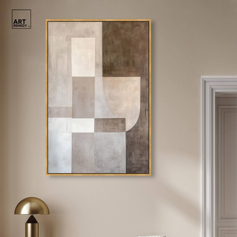 Neutral Tone Blocks I Canvas by Art Remedy